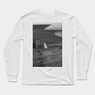 The Seven Sisters Cliffs, East Sussex (BW) Long Sleeve T-Shirt